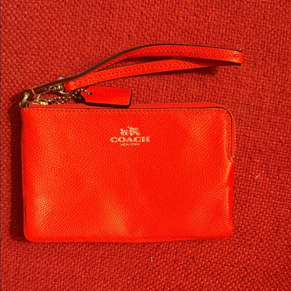 Coach Handbags - Coach Scarlet Leather Wristlet